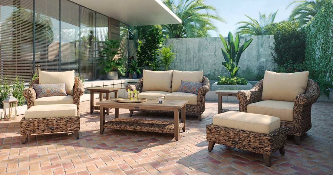 Winston Cayman Outdoor 3 Seat Patio Sofa with Sunbrella Cushions